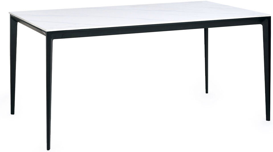 Borough Wharf Dagon Stone Top with Stainless Steel Base Dining Table White Marble H76 x L120 x W80cm