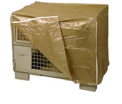 Wetterfeste Abdeckhaube für Gitterbox, 2 Reißverschlüsse, braun