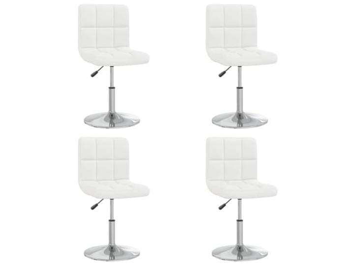HKLGBVCR Esszimmerstühle, 4 Stück, weiß, Kunstleder, drehbar Modernes Design, Gestell aus verchromtem Stahl, Höhenverstellung, Gasmechanismus, für Esszimmer oder Büro