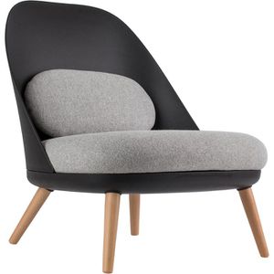 meet-powered-by-PAPERFLOW Loungesessel COCOON FTCOC230201, schwarz, mit Vierfußgestell aus Holz und Stoffbezug