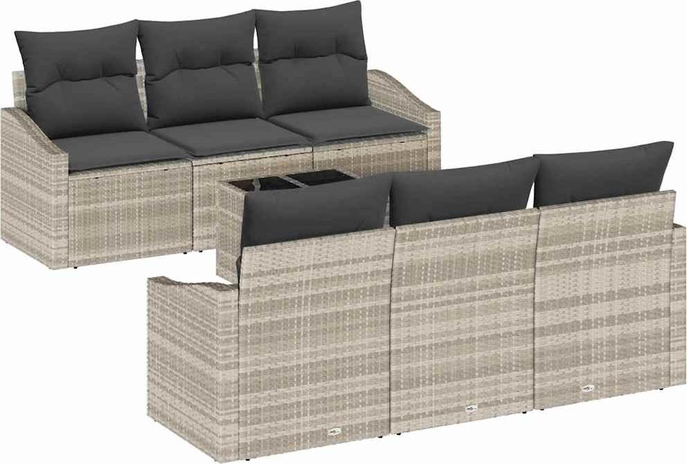 vidaXL Sofa Set 7 stk. Hellgrau [Synthetisch]: Poly Rattan