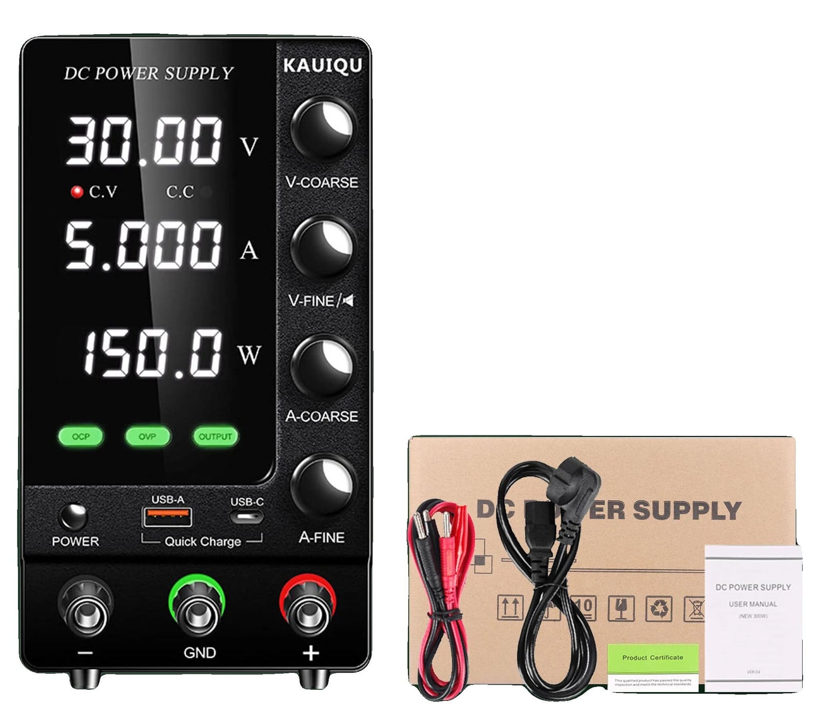 OEM SPS-C305S Voeding met instelbare spanning, zwart, compatibel met verschillende batterijtypes
