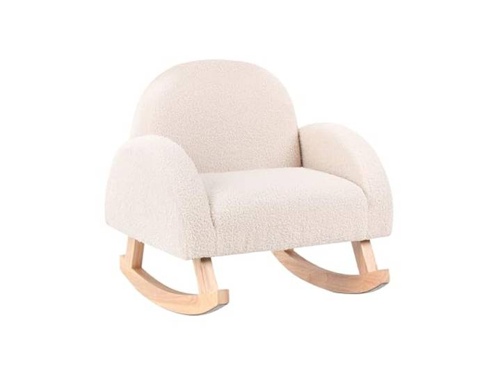Beliani Kinder-Schaukelstuhl Bouclé Hellbeige gepolstert mit Armlehnen Teddyfell Hug