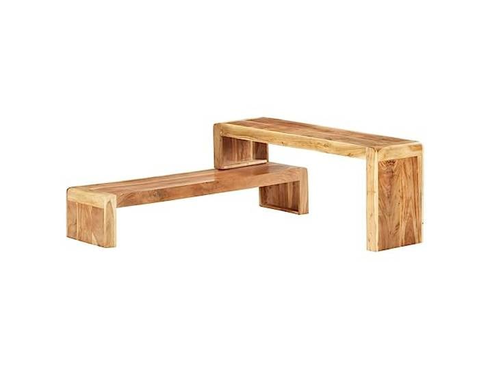 KGHERMDF 2-TLG. TV-Schrank Massivholz Akazie Industriestil, verstellbare Regale, einzigartige Holzmaserung, für Wohnzimmer