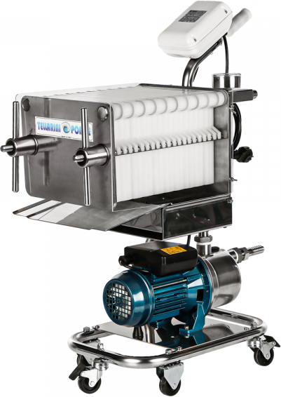 Tellarini Pompe Tellarini CrystalPro Plus 20 - Filtre à plaques pour vin sur chariot - Pompe INOX