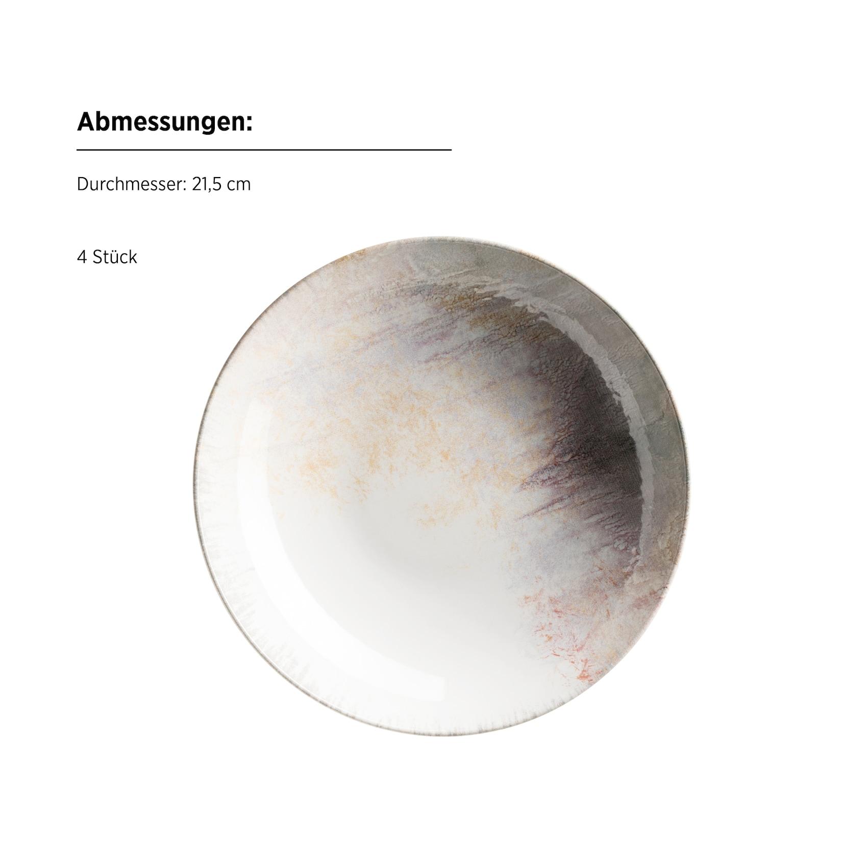 Mäser Suppenteller-Set, Steinzeug Aquarellia Weiß, Lila