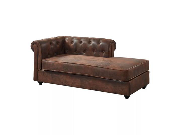 Vente-unique - Chesterfield Recamiere Links Microfaser Vintage Leder Look SHIREL, One Size, Braun