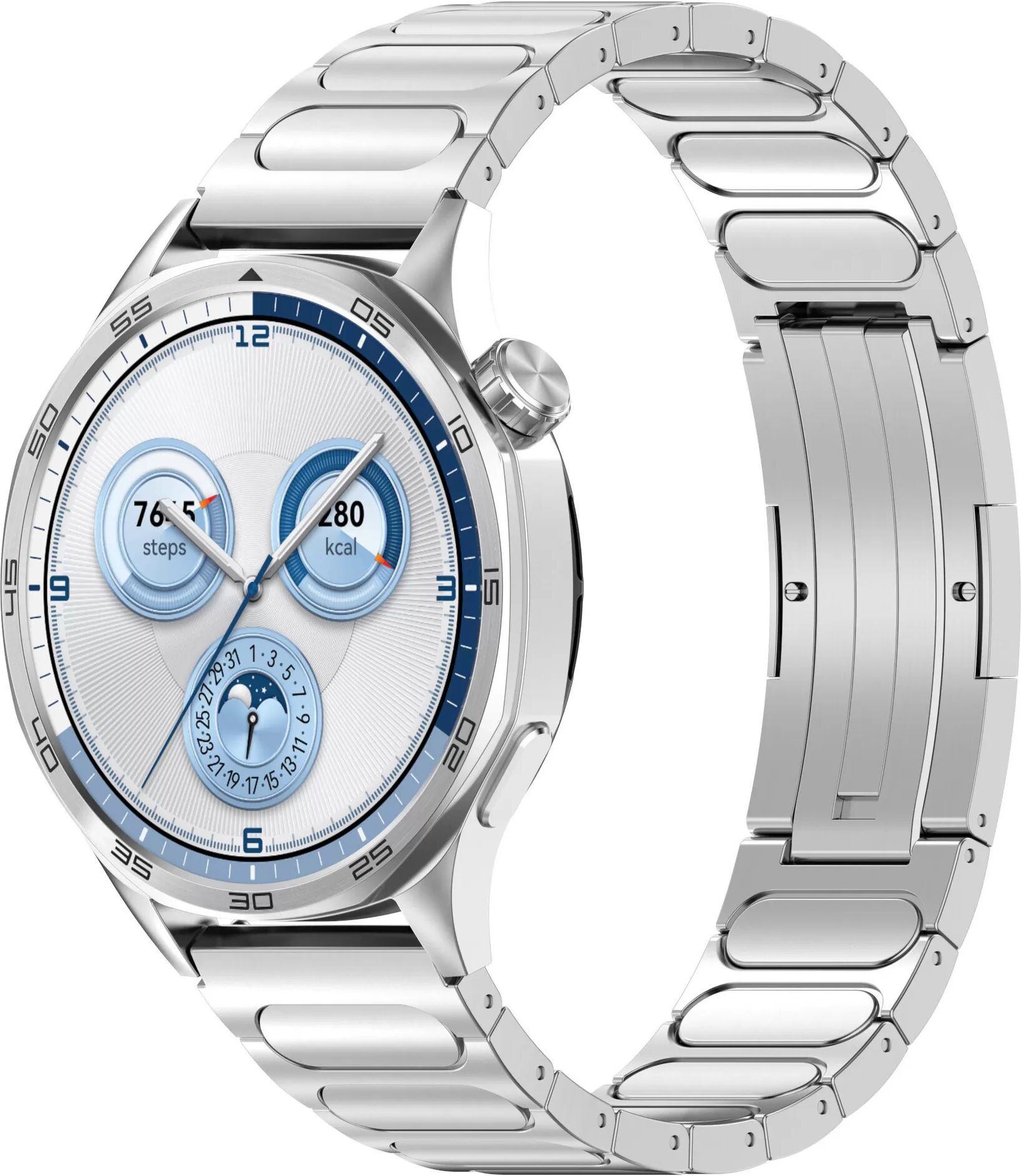INF Titan-Uhrenarmband für 22-mm-Smartwatch Sicherheitsverschluss Silber Faltschließe