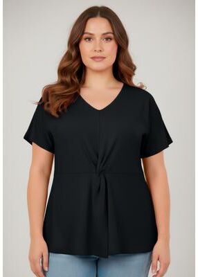 Plus Size Women's Audrey Twist Knot Top by Avenue in Black (Size 16)