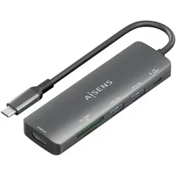 Aisens ASUC-6P023-GR (USB-C, 3 Ports), Dockingstation + USB Hub, Grau