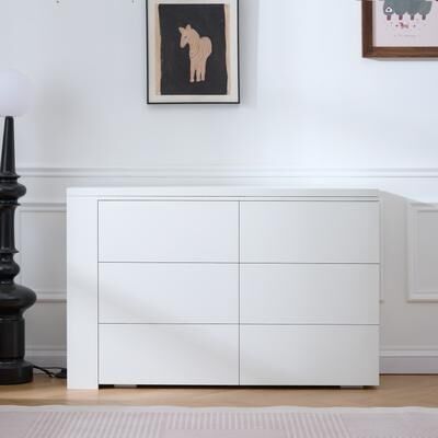 Aura 6 Drawer Vanity Dresser Combo with L-Shaped Extendable Desk, Wide Desktop & Ample Storage