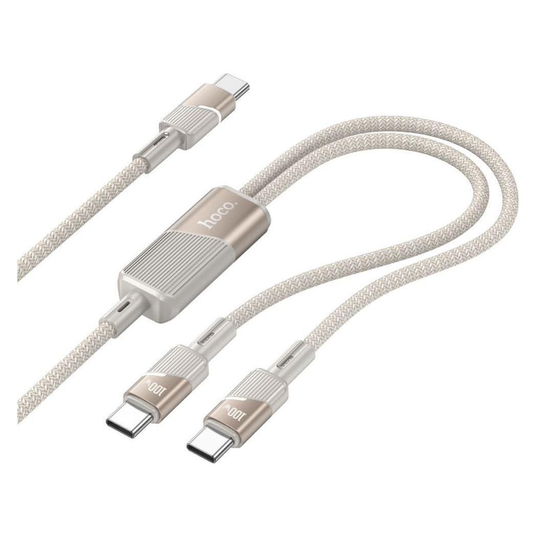 Hoco Cable Cable 2in1 USB C to USB C / USB C 5A 100W 1,2 m U139 gold (1.20 m, USB 3.2 Gen 1, 100 W) (60977722)