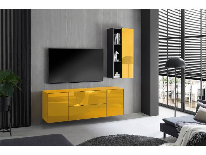 Hängeschrank 32 x 118 x 33cm Gelb/Gelb