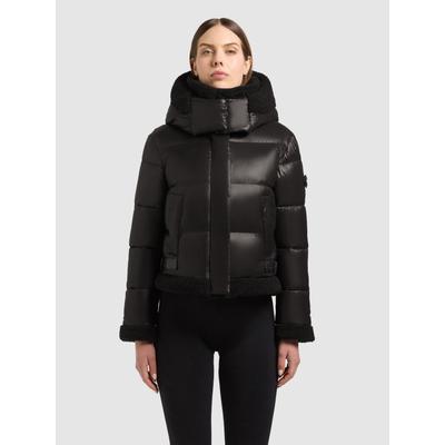 Steppjacke KHUJO "NESSIE3", Damen, Gr. S, schwarz, Web, Obermaterial: 100% Nylon. Futter: 100% Nylon, unifarben, normal, Jacken Steppjacke, Verschlüsse aus Kunstleder