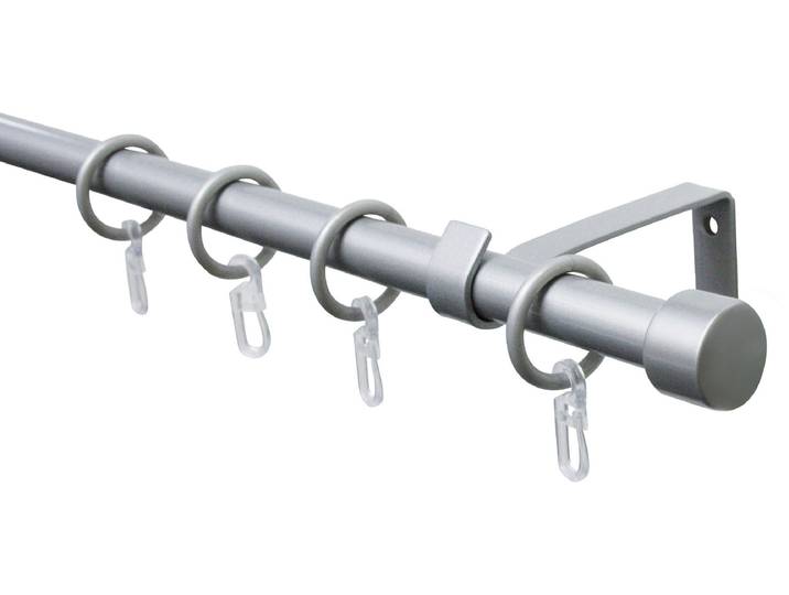 Gardinenstange GARDINIA Set Metall Gr. 1, silber (silberfarben), Ø:16mm, Gardinenstangen, Gardinenstange, 1-Lauf