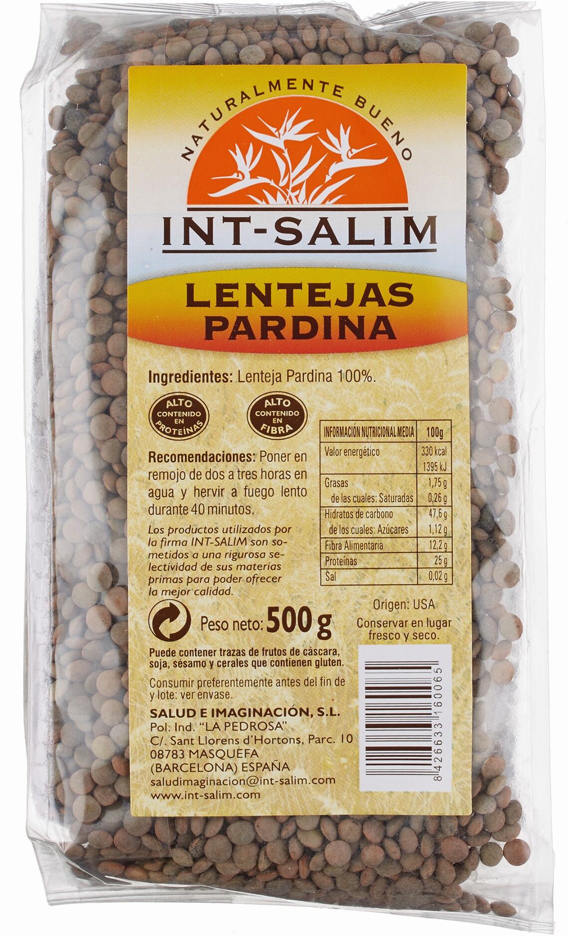 INT-SALIM Lenteja Pardina 500 gr