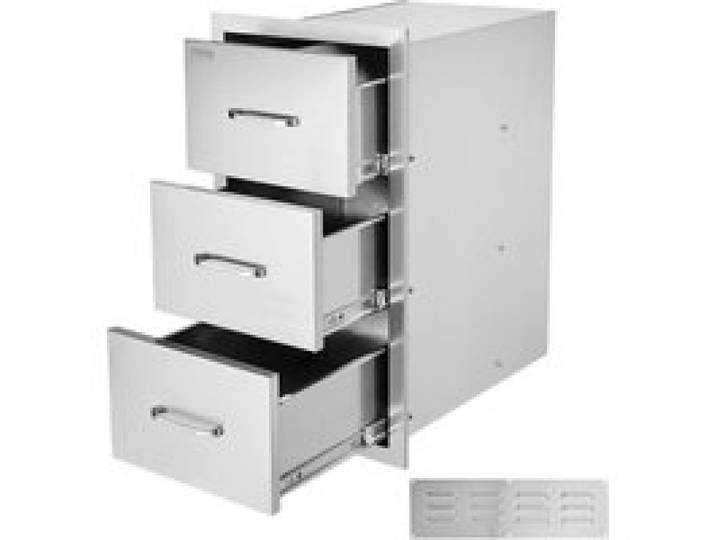 VEVOR Küchenschubladen Outdoor Schubladenschrank (47 x 57 x 57 cm) mit dreifachem Zugriff aus Edelstahl, Schubladenaufbewahrung für Grillinsel mit Griff, für Grillstation