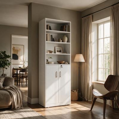 FUFU&GAGA "26.7"" & 133.5"" Display Bookcase with Locking Cabinet,Home Office Tall Storage Bookshelf Wall Unit"