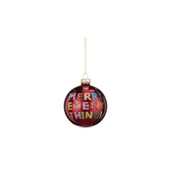 HOME STORY Weihnachtsbaumkugel Merry Everything   , rot , Glas,Aluminium , Maße (cm): H: 8,5  Ø: 8