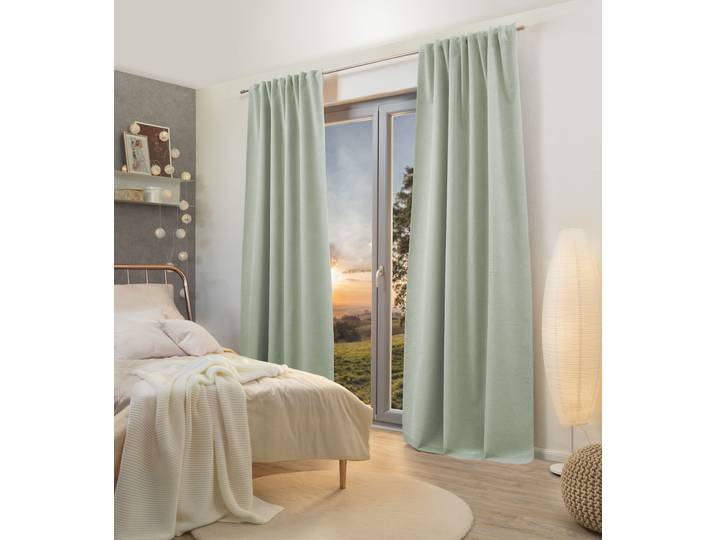 Vorhang HOME WOHNIDEEN ASHTON , grün (salbei), B:135cm H:245cm, Polyester, Gardinen, Vorhang, Verdunklungsschal, 100% Blackout