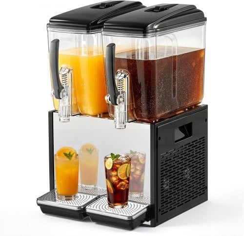 VEVOR Elektrische drankdispenser 2 x 12 l, transparant en zwart, met roerstaaf en doseerhendel