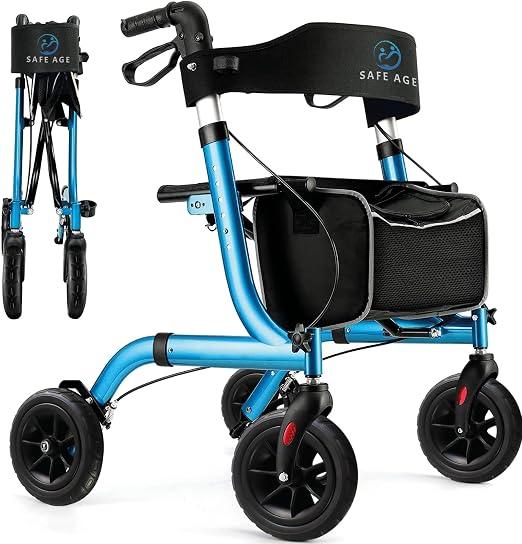 Rollator faltbar und leicht mit Sitz - Gehhilfe für Senioren, Rollator für die Wohnung Indoor & Outdoor - mit Rückenlehne und Gehstockhalter