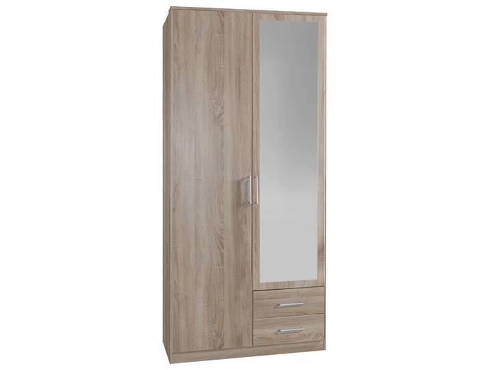 Drehtürenschrank mit Spiegel 90cm Osaka, Sägerau Dekor