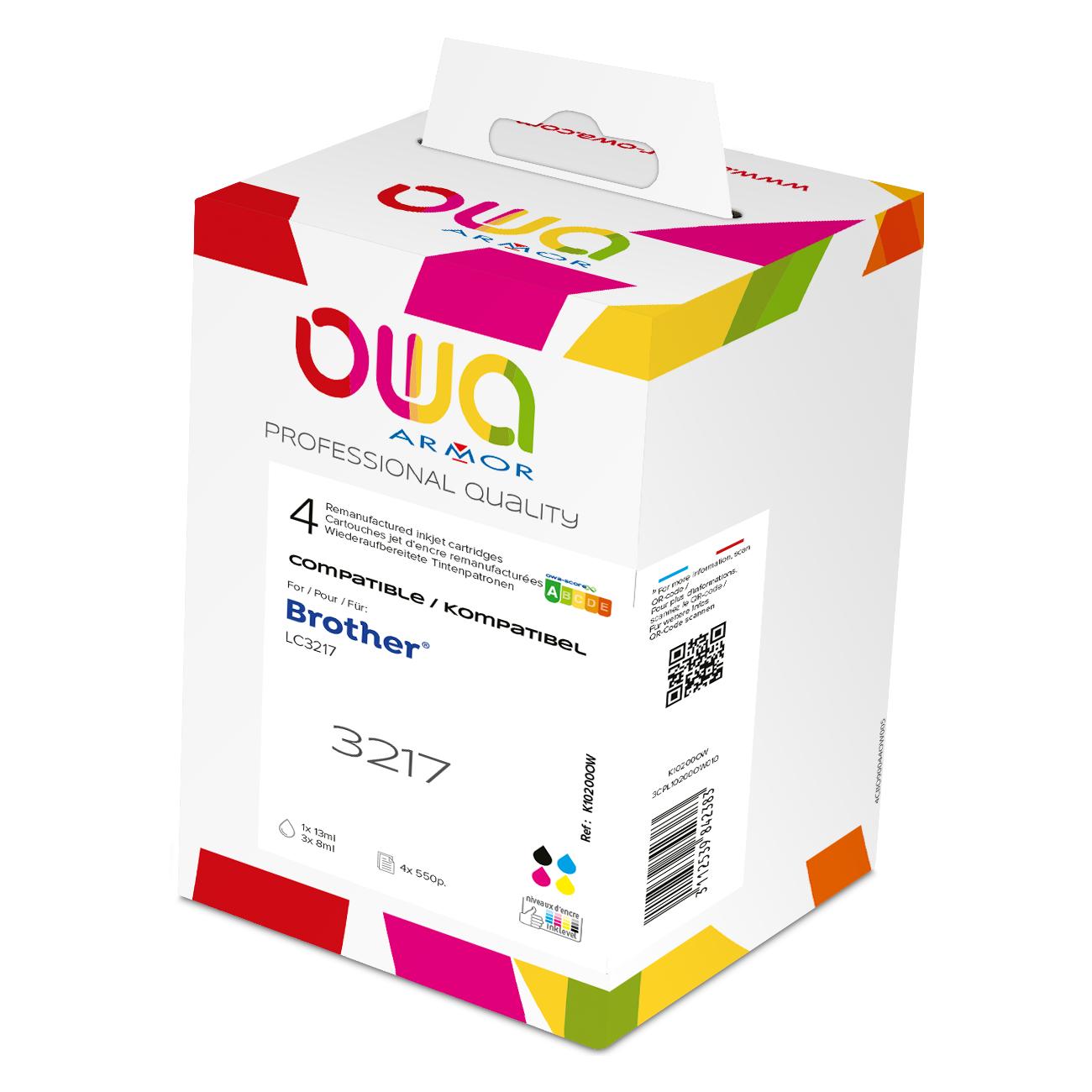 Armor OWA OWA Tinte Multipack komp. Brother LC3217 B/C/M/Y (550 S.) (B, C, M, Y) (K10200OW)