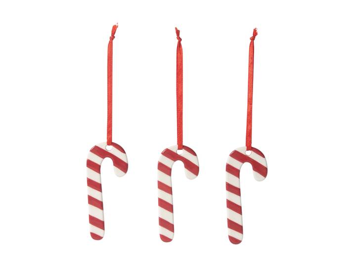 Pluto Design Suspension de sapin de Noël sucre d orge, lot de 3 Blanc-rouge'