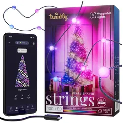 Twinkly, Lichterkette, Candies - 100 Pearl-shaped RGB LEDs Green Wire USB-C (6 m)