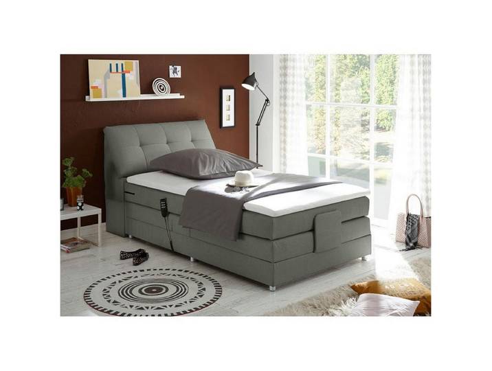 Lomadox Boxspringbett CONCORD3M-09, 120x200cm, H2, elektrisch verstellbar, in silber