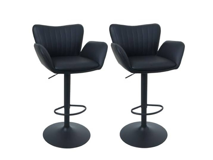 Mendler 2er-Set Barhocker HWC-M67 Kunstleder - schwarz