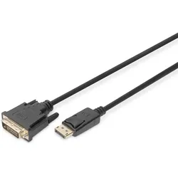DIGITUS DP Adapterkabel, DP - DVI St/St, 3.0m, Verriegelung