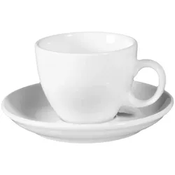 CAPPUCCINOTASSE MIT UNTERTASSE VIP. weiß 220 ml