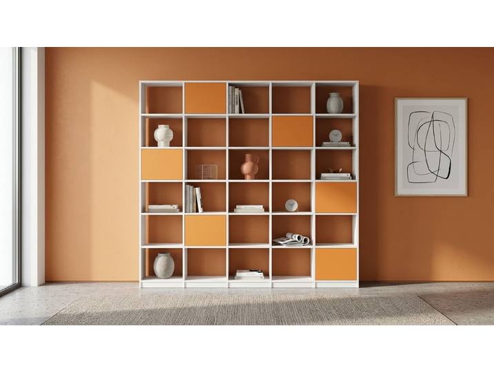 Stylisches Wohnzimmerregal - Regalsystem mit vielen Optionen MDF Beschichtet MDF Weiß matt