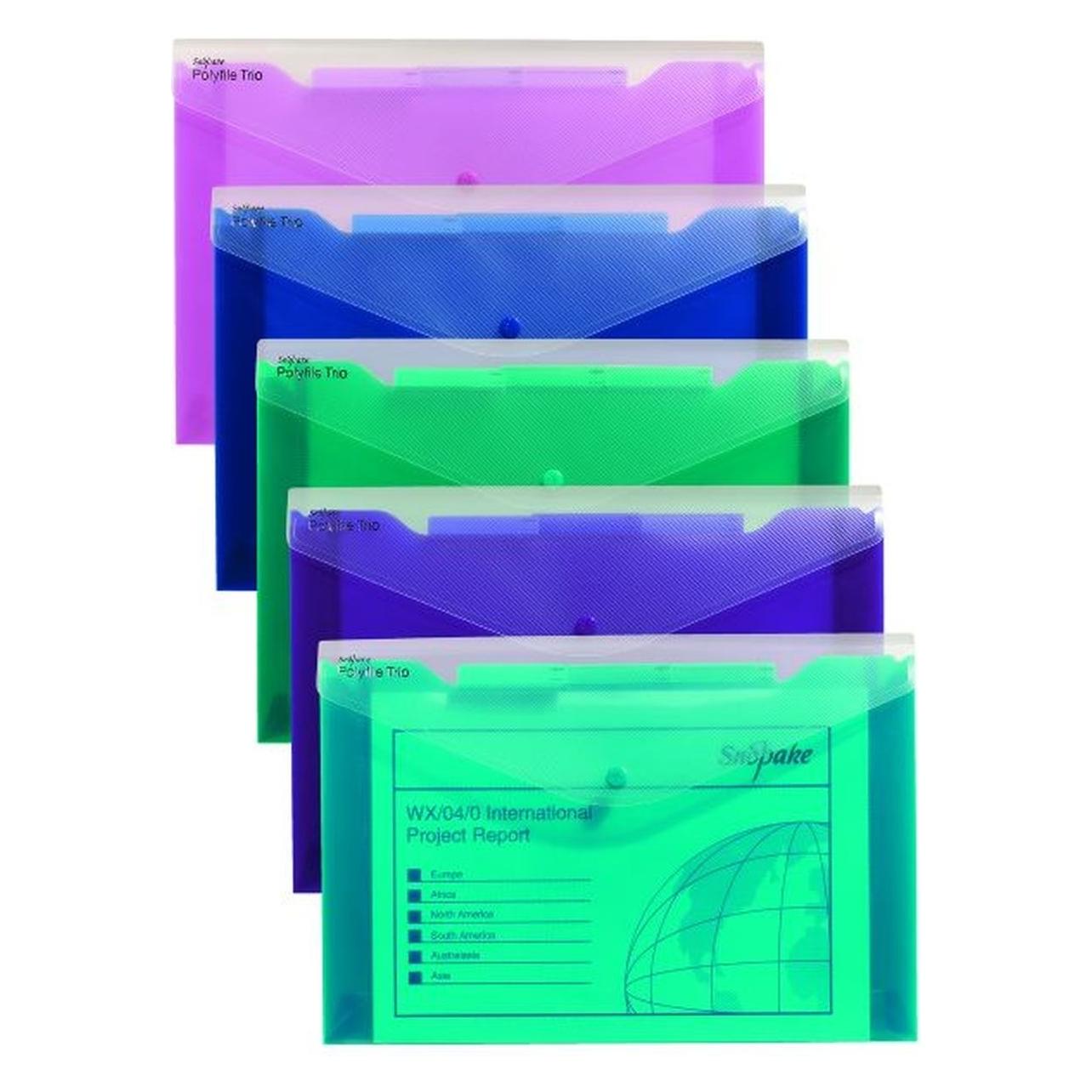 Snopake Dokumententasche Polyfile Trio 35,5x24cm 3 Fächer electra farbig sortiert (Folio, 1 Stk.) (14967)