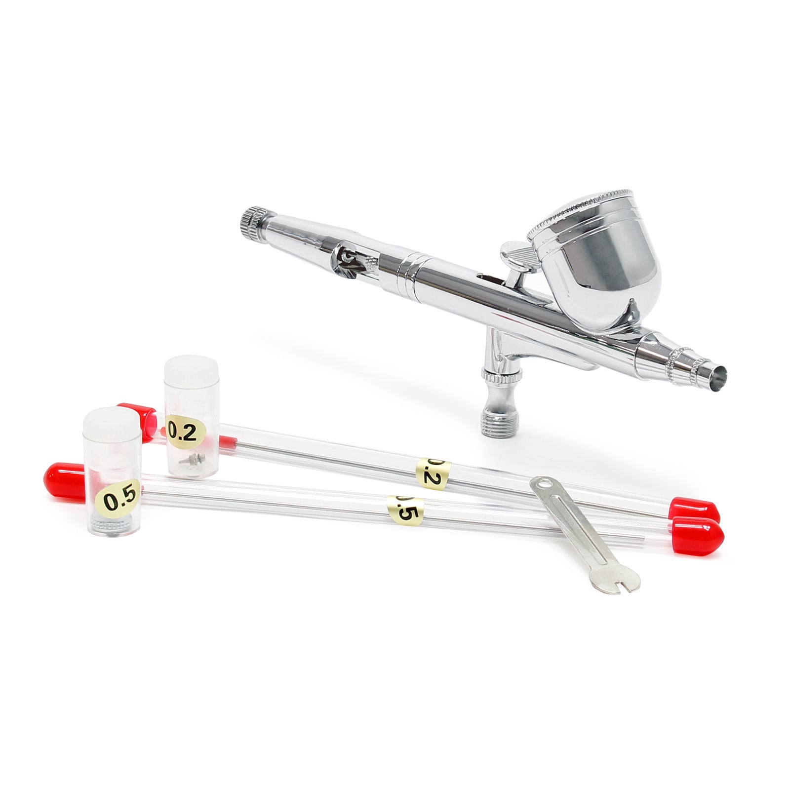 Wiltec Airbrush-set type 130T met dubbelwerkingsfunctie en spuitmond 0,2-0,5 mm