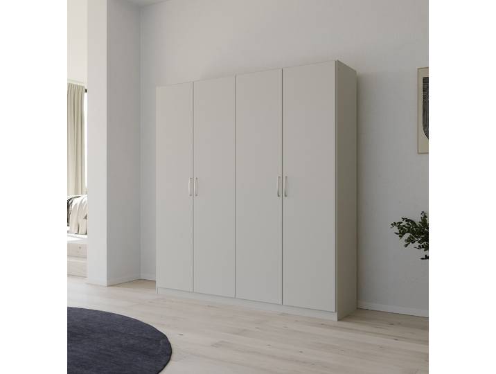Kleiderschrank Drehtürenschrank Quadra-Spin , 4-türig , seidengrau , 181x210 , Griff Pure