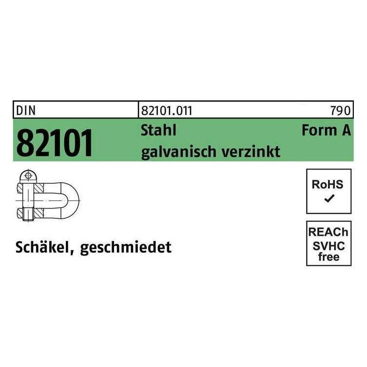 Schäkel DIN 82101 A 0,16 Stahl galvanisch verzinkt Schäkel, geschmiedet (821010110160000)
