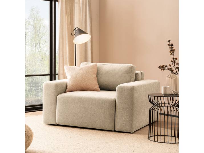 Schlafsessel SELVA Beige Bouclé Stoff Sideri 130 x 85 x 116cm