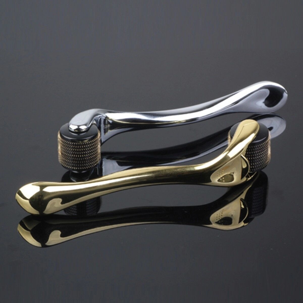 INF Rouleau Derma 540 aiguilles 2.0mm avec poignée - Roller de microneedling ABS argenté pour visage et corps, cible rides,