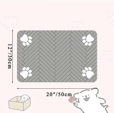 Inspired Living Quick Dry Pet Feeding Mat For Dogs And Cats   Absorbent Waterproof Bowl Placemat gray 30x50cm