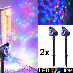 2er Set RGB LED Steck Leuchten Farbwechsel Garten Erdspieß Lampen Deko Außen Beleuchtung
