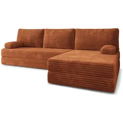 ECKSOFA ANKO modulares Boneless Sofa mit Schlaffunktion Braun Kordstoff
