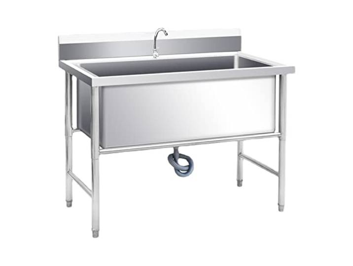 LBONG Freistehende Edelstahl Spültisch Waschtrog Verpflegung Kommerziell Spüle Für Küche Werkstatt Bauernhaus (100X70X80cm/39.3X27.5X31.4in)