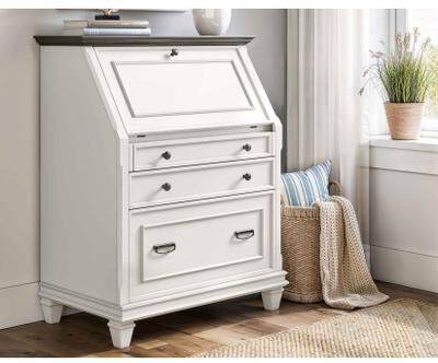 Martin Furniture Hartford Wood Drop-Lid Secretary Desk - Antique White