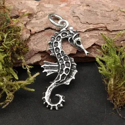 Drachensilber filigranes Seepferdchen Kettenanhänger 925 Silber Schmuck - Silber