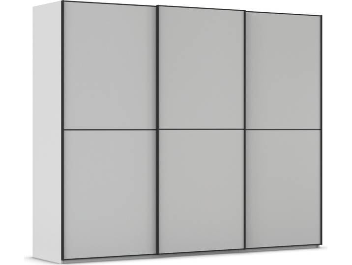 Schwebetürenschrank, Holzwerkstoff, Seidengrau & Schwarz, 271×223×68 cm, Edle Türen, Modern, Rauch
