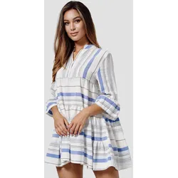 RAYSHYNE Damen Sommerkleid Modisches Tunika Hemdblusenkleid in Leinen Optik RS27