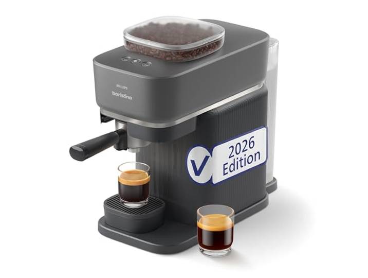 PHILIPS Baristina Espressomaschine, Schwarzgrau, Espressozubereitung mahlt, tampt & brüht automatisch, leichte Reinigung, Keramikmahlwerk (BAR305/60)